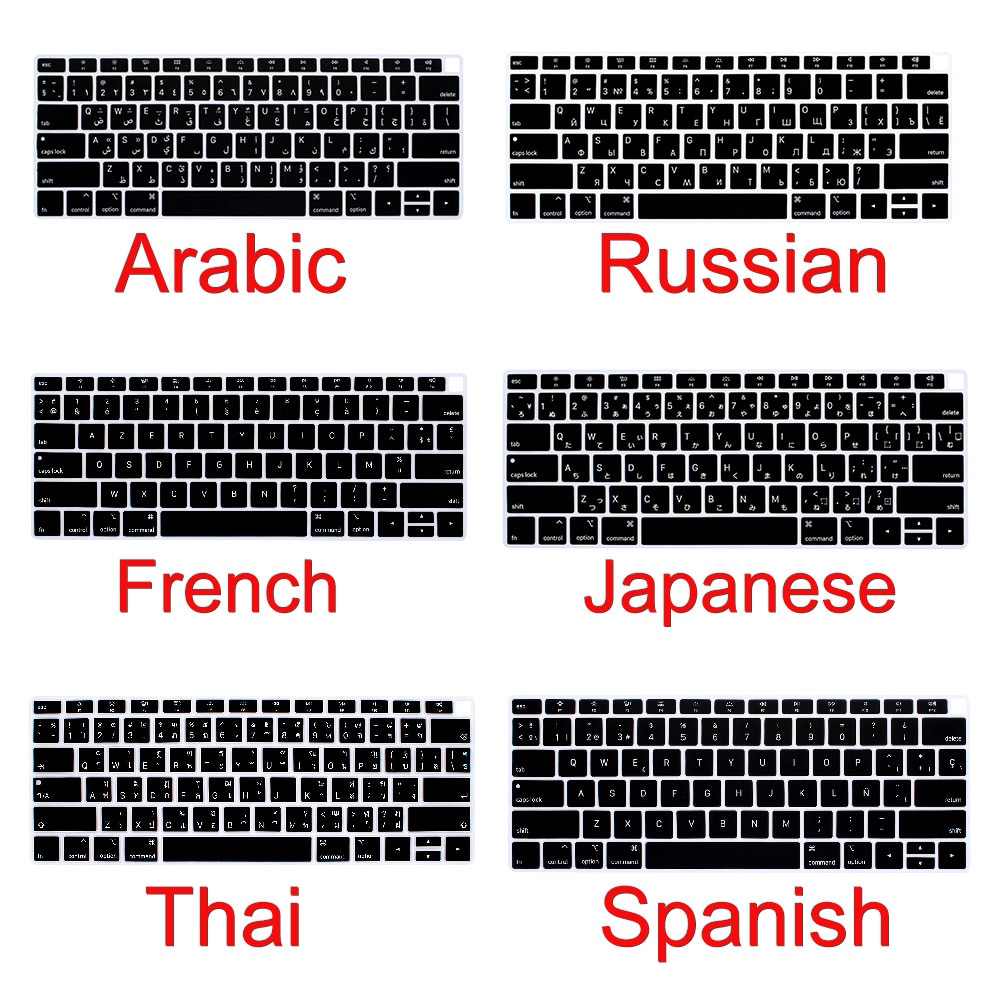 Redlai, funda de silicona para teclado resistente al agua para Macbook Air , 13, A1932, ID táctil, US, entrar en español, francés, tailandés, taiwanés