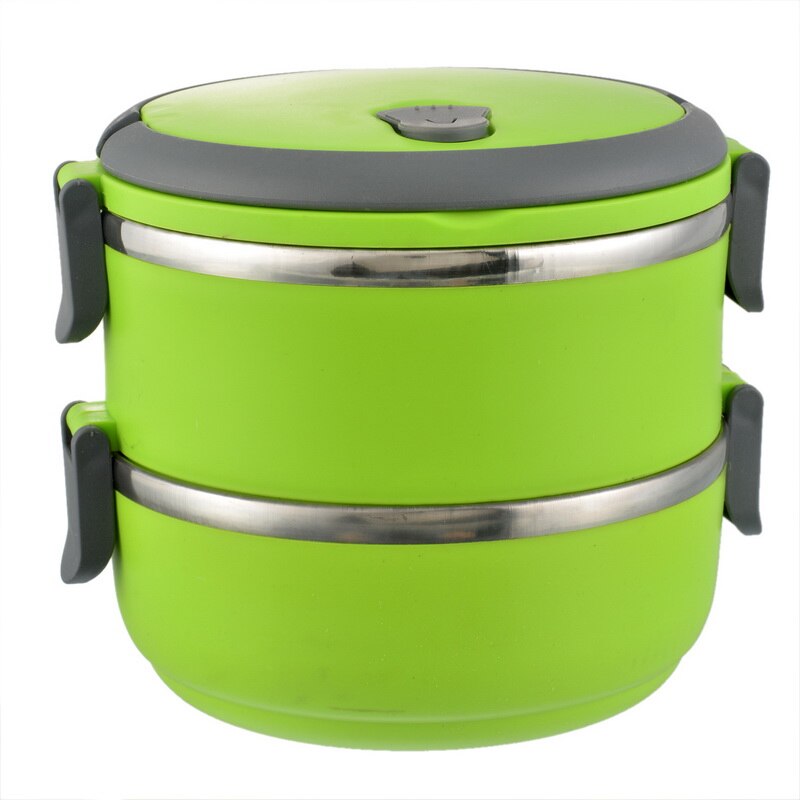 700ML School Lunch Box Stainless Steel Bento Box Lunch Thermos Food Storage Container Lunchbox 5 Colors Thermal Container Box: green / one layer