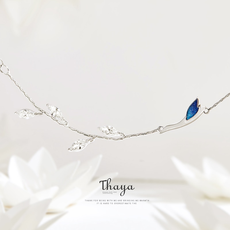 Thaya kinesisk stil perler armbånd 925 sterling sølv blå kran armbånd til piger specielle smykker