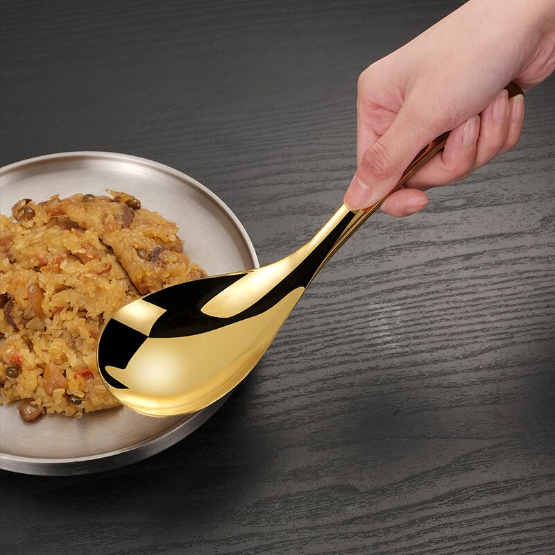 Cuchara para sopa de arroz, cucharón grande de acero inoxidable, vajilla para servir, utensilios de cocina para accesorios de cocina
