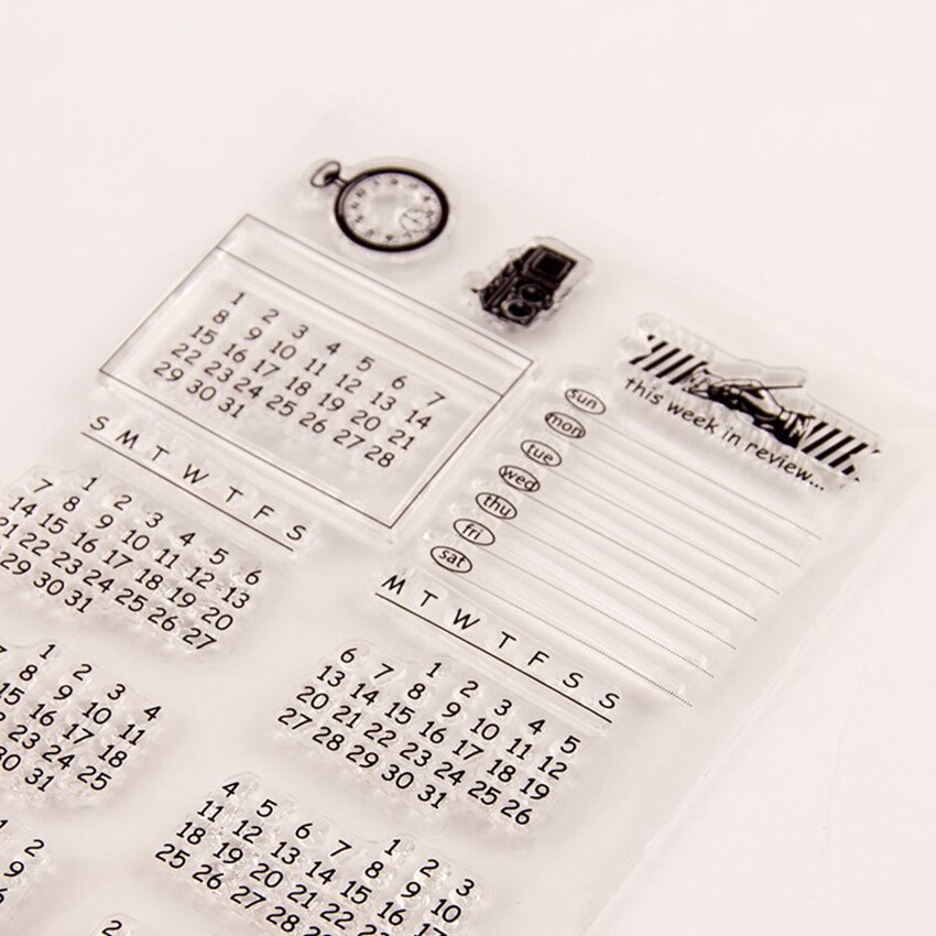 DIY Craft Standard Stamp Silicone Stamp Calendar Week Month Clear Stamps for Card Making Decoration and DIY Scrapbooking