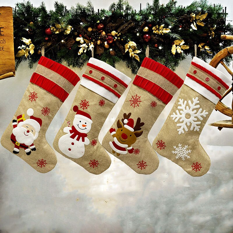 4 Stks/partij Kerstversiering Sneeuwpop Rit Herten Kerst Stereo Sokken Kerstman Sokken Festival Party Decoraties/Nieuwjaar/Christus