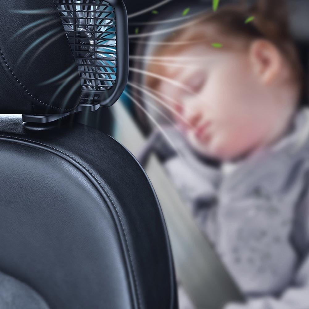 Ventilador de asiento trasero de coche, kit de ventiladores de verano, silencioso y portátil, con protección para los dedos