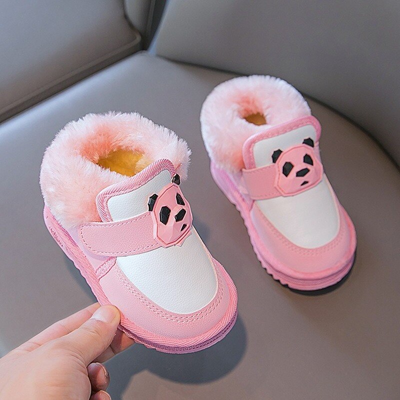 Kinderen Winter Warme Laarzen Voor Meisjes Peuter Jongens Panda Snowboots Klittenband Kinderen Mode Eerste Wandelaar Schoenen