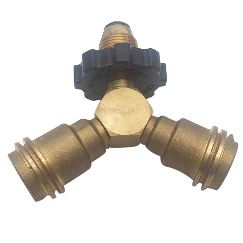 Earth Star Brass Propane Cylinder POL Type Connection Y-Splitter Adapter