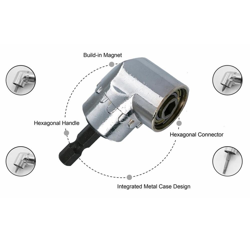 105 Degree Angle Screwdriver Holder Adapter Adjustable Bits Nozzles Angle Screwdriver Tool 1/4 "Inch Neutral /