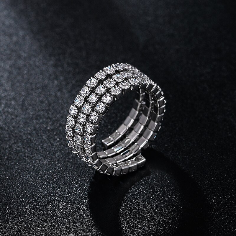Weimanjingdian Zirconia Cz Crystal Gespannen Ringen In Maat Verstelbaar