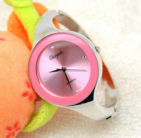 Zomer Verkoper Kantoor Dames Diamant Jurk Quartz Horloges Vrouwen Ronde Armband Elektronische Horloges Klok: Roze