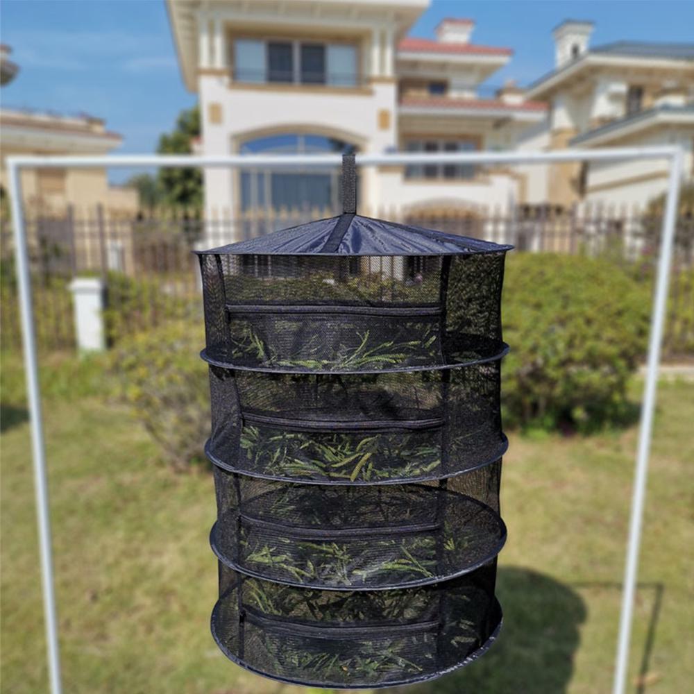 Drying Net Multi-Layer Hanging Basket With Zipper Folding Dry Rack Herb Dryer Bag Mesh For Herbs Flowers Buds Planting Drying