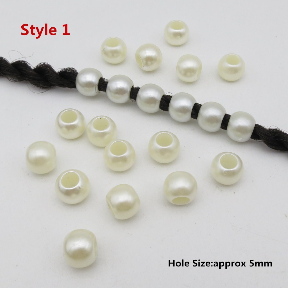 20pcs/pack Crochet Braids Pearl White kids girls women Hair braid Dreadlock Beads rings tube hair Accessories