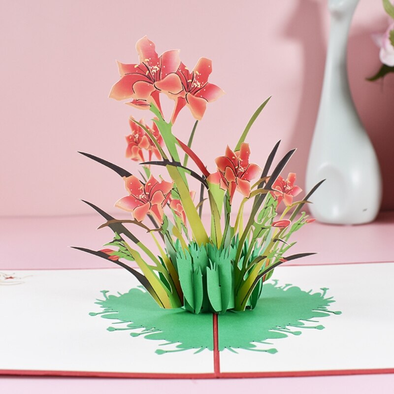 3D Pop-Up Flower Floral Greeting Card for Birthday Mothers Father's Day Graduation Wedding Anniversary with Envelope