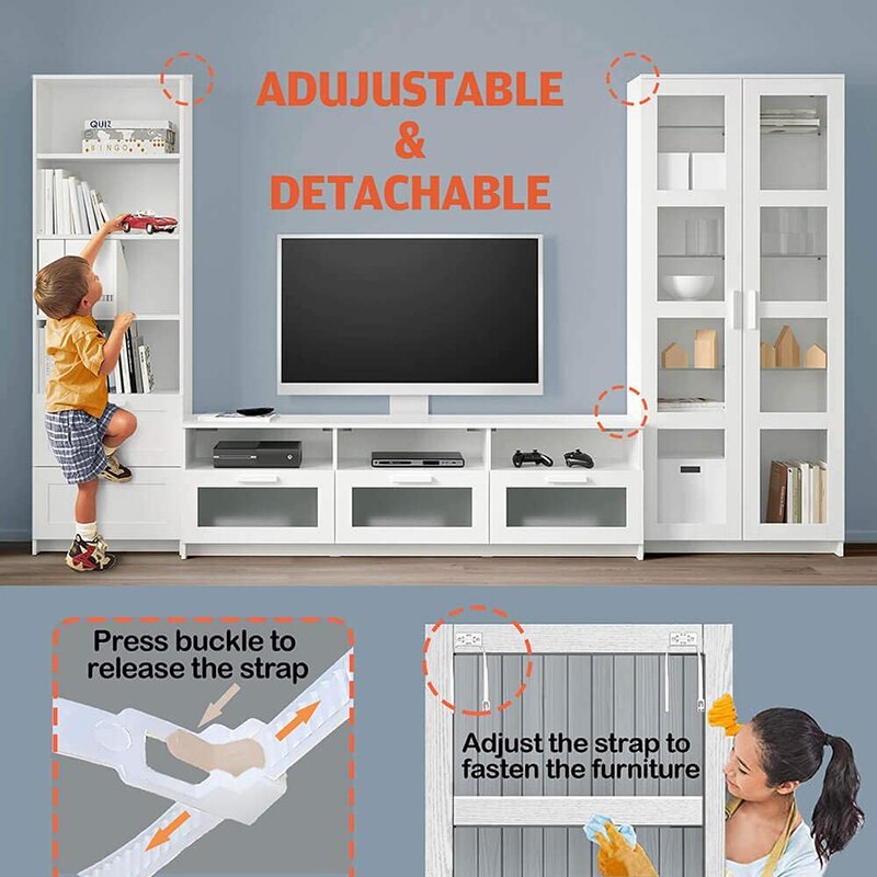 Furniture Fall Prevention Straps Furniture Wall Anchors Straps Furniture Fixed Nylon Strap Children Baby Safety Protector