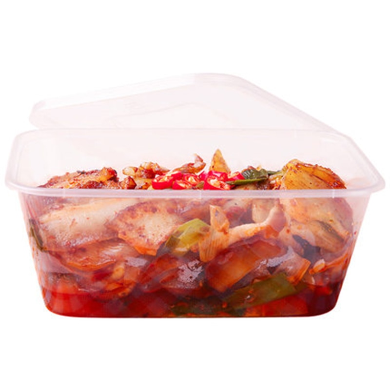 50 stk / pakke tyk firkantet engangs madkasse madpakke takeaway plast fastfood frugtsalat skarpere med låg