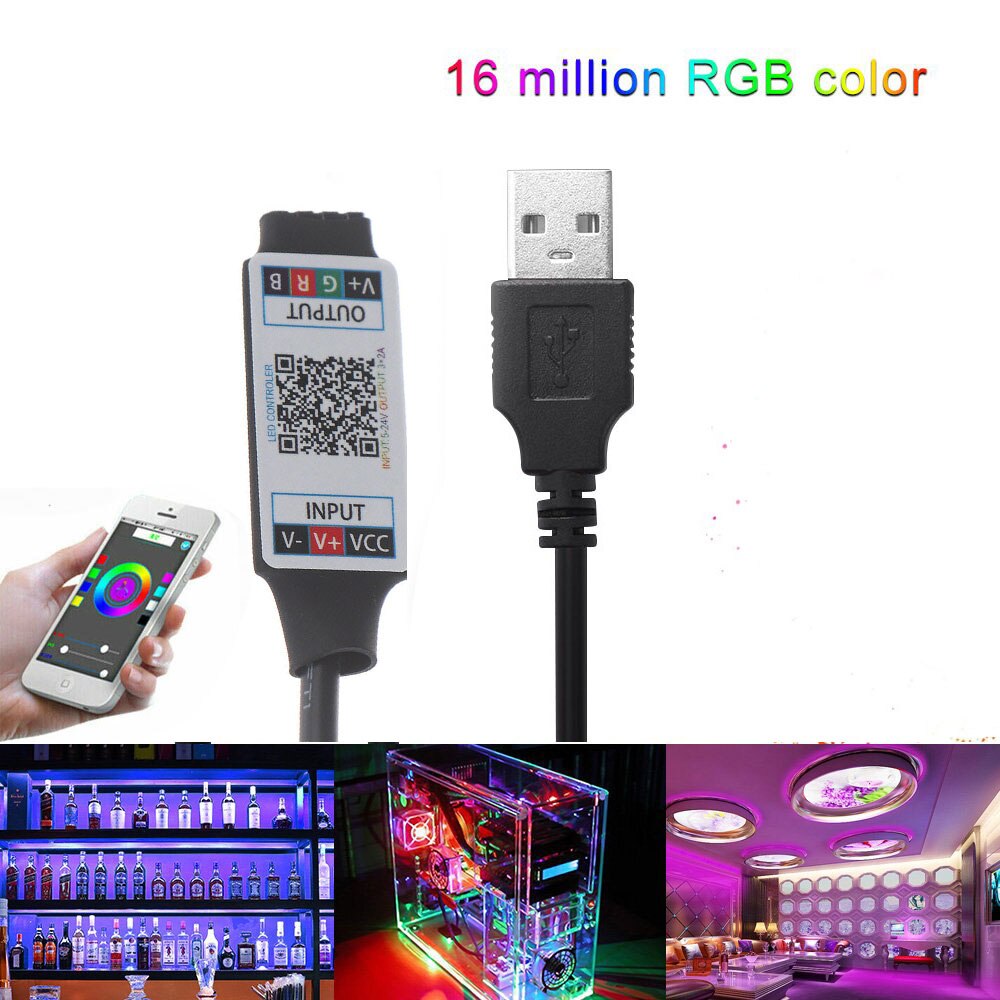 LED RGB Bluetooth Controller USB 5V-24V Rgb Sync to Music & Timer Led controller remote control for led strip light 5050 3528