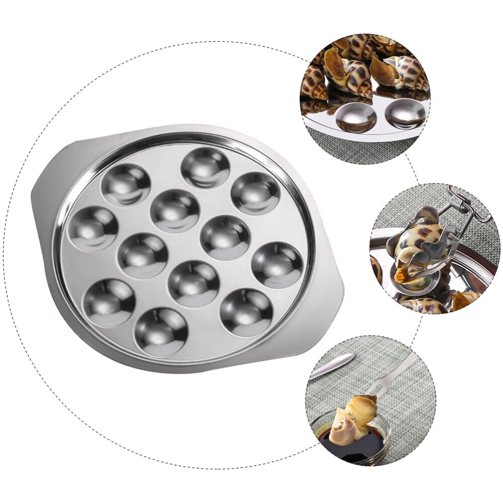 1pc Snail Plate Serving Plate Stainless Steel Escargot Dish Kitchen Plate