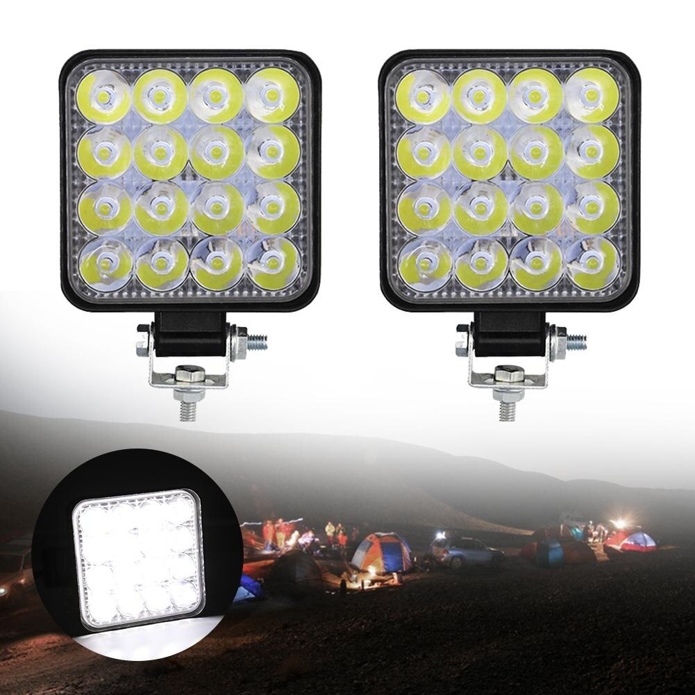 DC 12-24V LED Car Work Light 16LED Square 48W Engineering Light Inspection Light Offroad Roof Light Driving Lamp