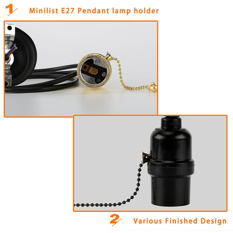 E27 Lamp Socket Vintage Edison Licht Houder Classic Retro Edison Lamp Houder Industriële Hanger Knop Lampvoet Schakelaar/Rits
