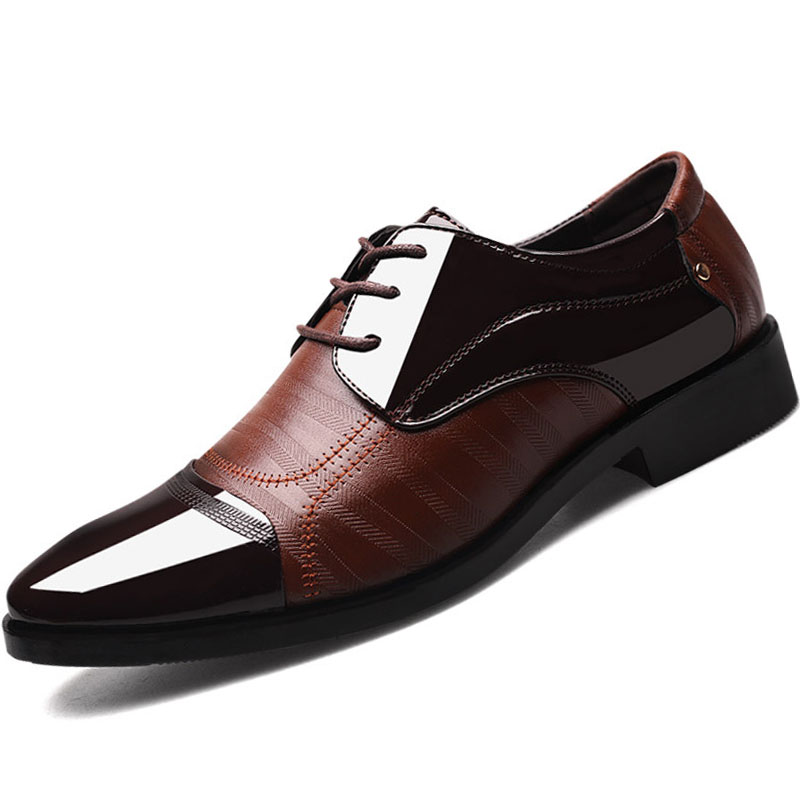 Business Luxury OXford Shoes Men Breathable Leather Shoes Rubber Formal Dress Shoes Male Office Party Wedding Shoes Mocassins ty: Brown PU Leather / 8