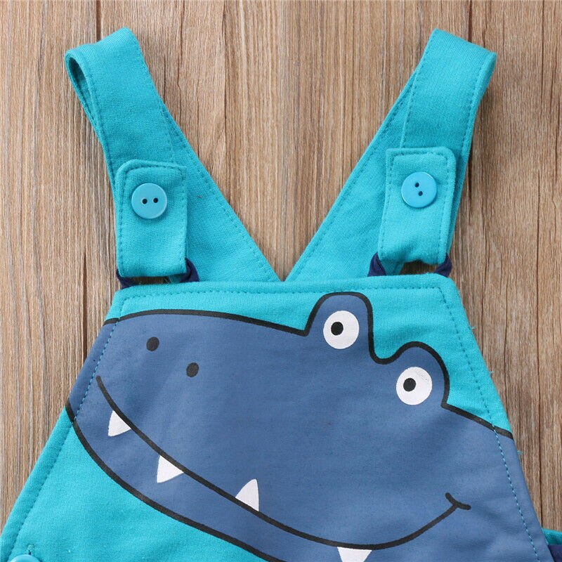 Infant Baby Boy Girl Clothes Sleeveless Cartoon Costume Dinosaur Romper Button Jumpsuit Outfit Set