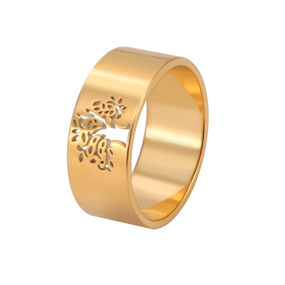 Skyrim – bague creuse arbre de vie pour hommes et femmes, en acier inoxydable 316L, bijoux, d'anniversaire de mariage pour Couple: 10,75 / Or