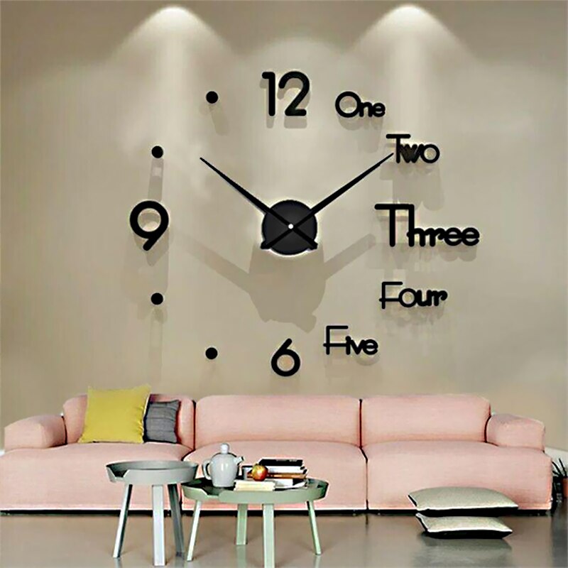 3d gør-det-selv stort vægur moderne wallsticker ur boligindretning stue akryl vægur akryl wallsticker ur