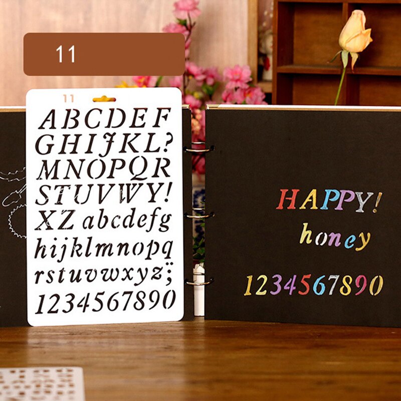 1 sztuk kreatywny DIY litery styl z dziurką kwiaty rysunek instrukcja szablon do malowania Album Scrapbooking szablon ikona dzieci prezent