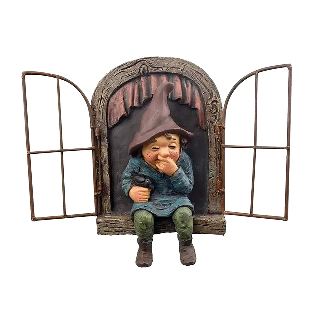 Funny Gnome Ornaments Garden Gnome Statues Resin Dwarf with Cannon Sculpture Yard Decoration Home Garden Statue Decoration: L