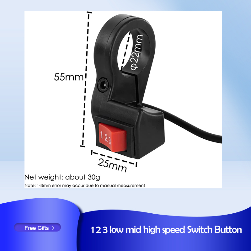 Electric Bicycle Three Speed Rocker Switch 3 Gears Switch Button E-bike Scooter Handlebar Mounted Universal E-bike Accessory