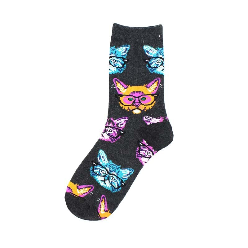 Harajuku Happy Socks para mujer divertidos dibujos animados Rana perro Concha ballena mariposa patrón transpirable calcetines de algodón para mujer