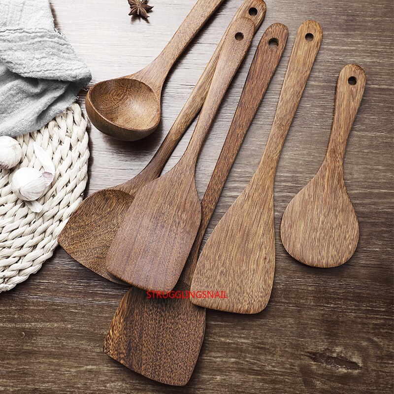 Cuchara de madera Natural para sopa, tenedor grande, cuchara para servir ensalada, conjunto de tenedor de mango largo, vajilla de madera, utensilios de cocina