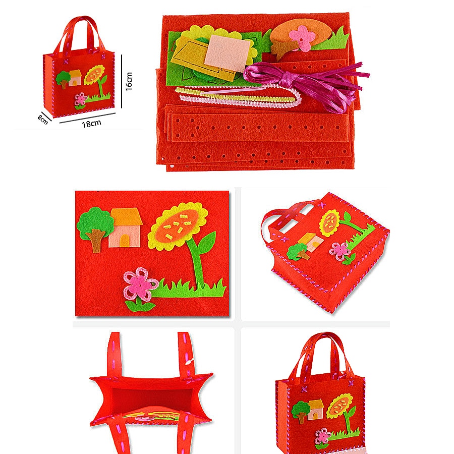 First Sewing DIY Non-woven Felt Fabric Cloth Kit Assorted Sewing Pattern Bag Handbag Art & Crafts Educational Toy for Kid