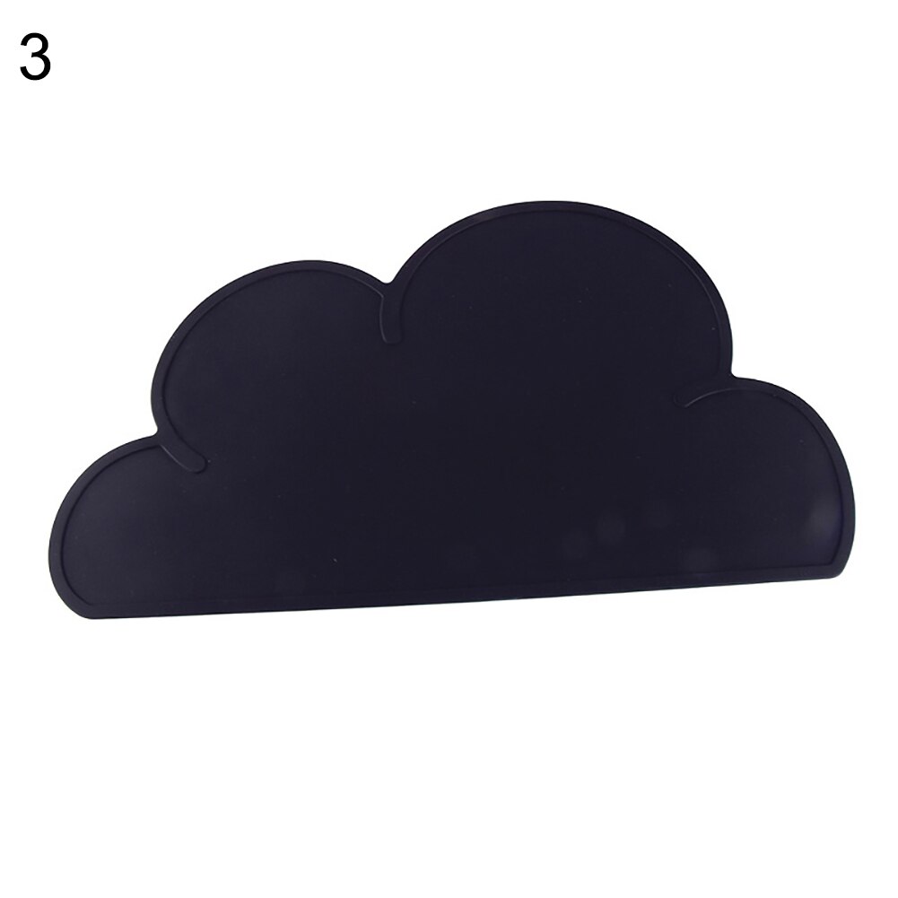 Portable Cloud Shaped Silicone Placemat Children Baby Plate Mat Waterproof Tableware Heat Resistant Bowl Pad Home Dinner Tools: Black
