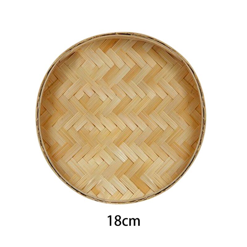 Hand-woven DIY Kitchen Storage Bamboo Sieve Decorative Fruit Bread Basket Hand-painted Bamboo Raft Round Dust: A