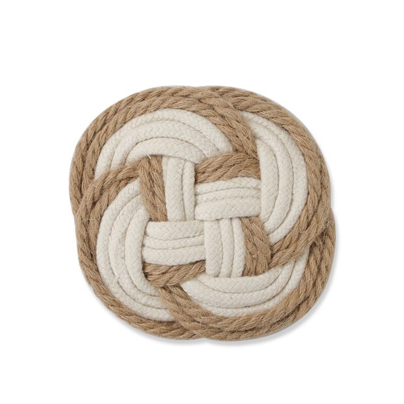 Handmade Woven Cotton Thread Jute Table Mat Non-Slip Dining Table Placemat Rattan Insulation Cup Coaster Home Dinner Decoration: M1