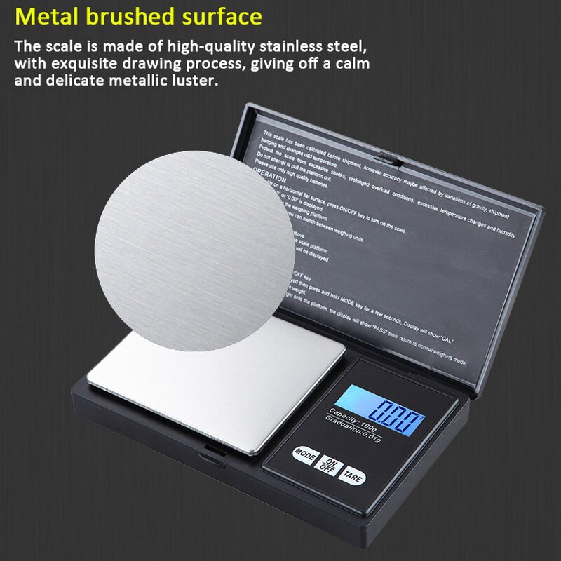 Didihou 1Pcs Digitale Weegschaal 100/200/300/500/1000G 0.01/0.1G Nauwkeurige lcd Display Pocket Schaal Gram Voor Keuken Sieraden Drug