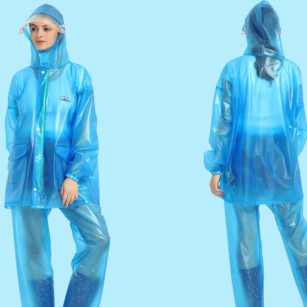Vandtæt camping hætte regnslag kvinder mænd nylon gennemsigtig regnfrakke bærbar udendørs rejse regntøj  dw197: Himmelblå / Xl
