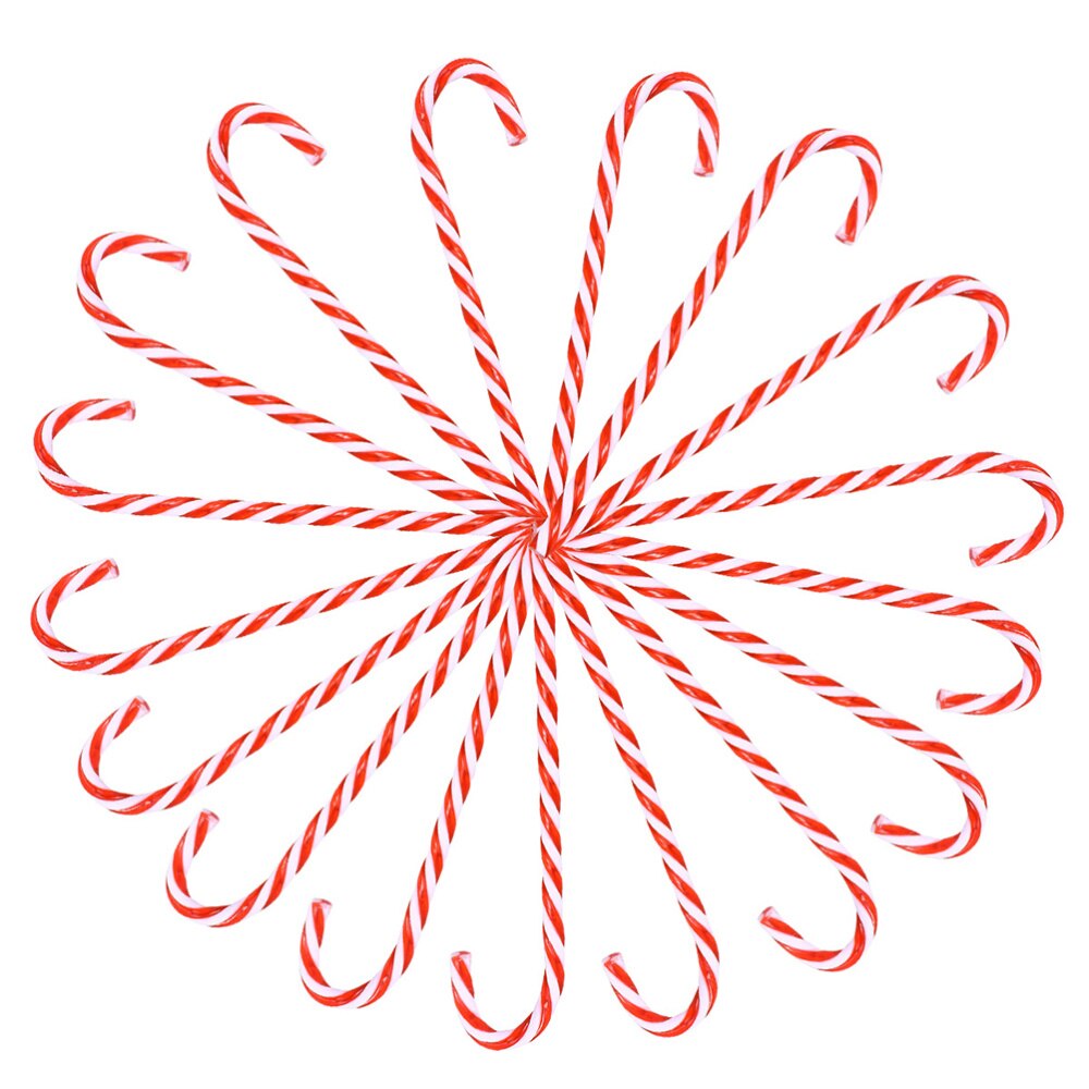 24PCS Practical Christmas Decoration Props Classical Walking Stick Shape Decor Tool(Red and White): Default Title