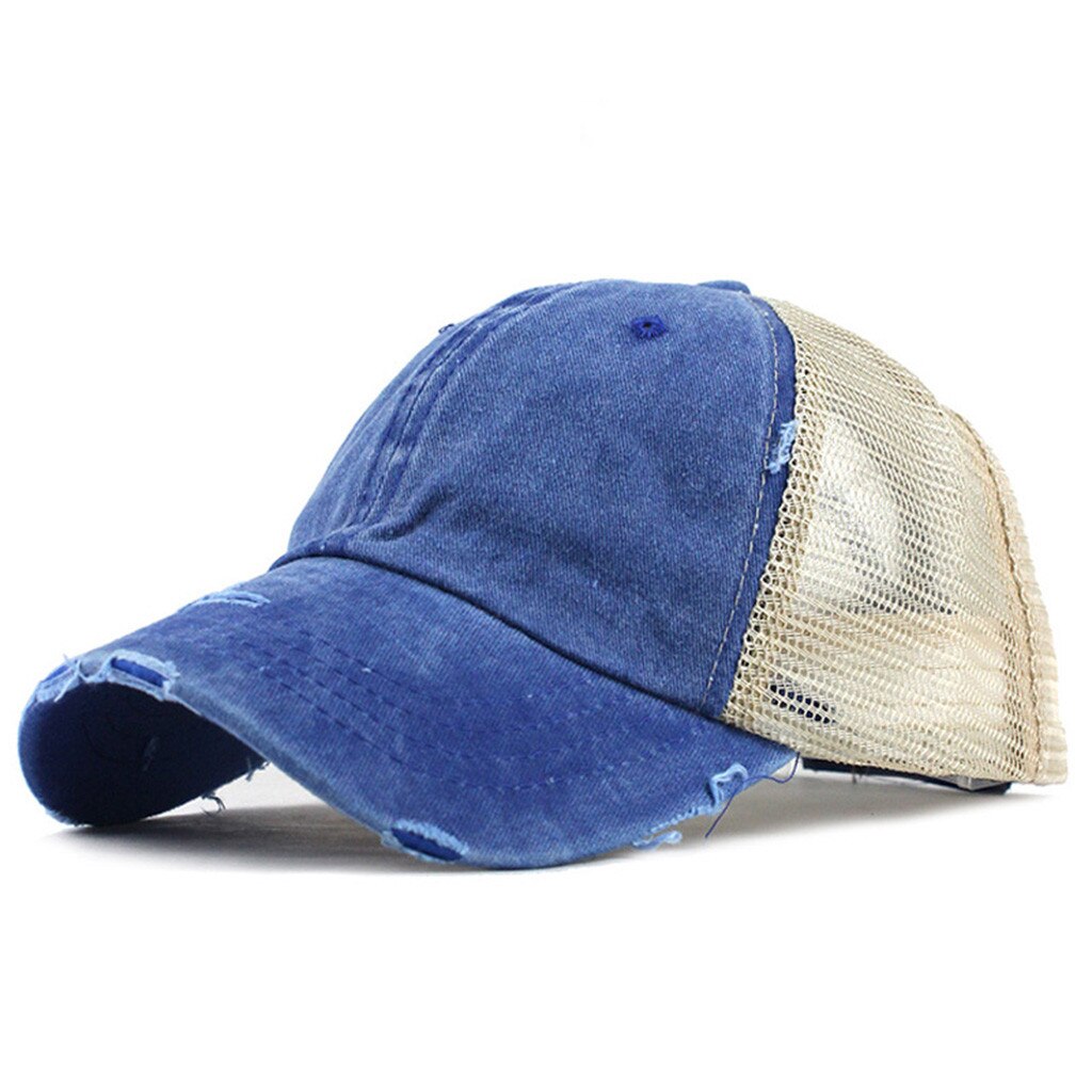 Unisex Katoen Cycling Cap Baseball Cap Ademend Mesh Snapback Hoed Zomer Slijpen Multicolor Cap Hiphop Uitgerust Cap Hoeden #40: Blue