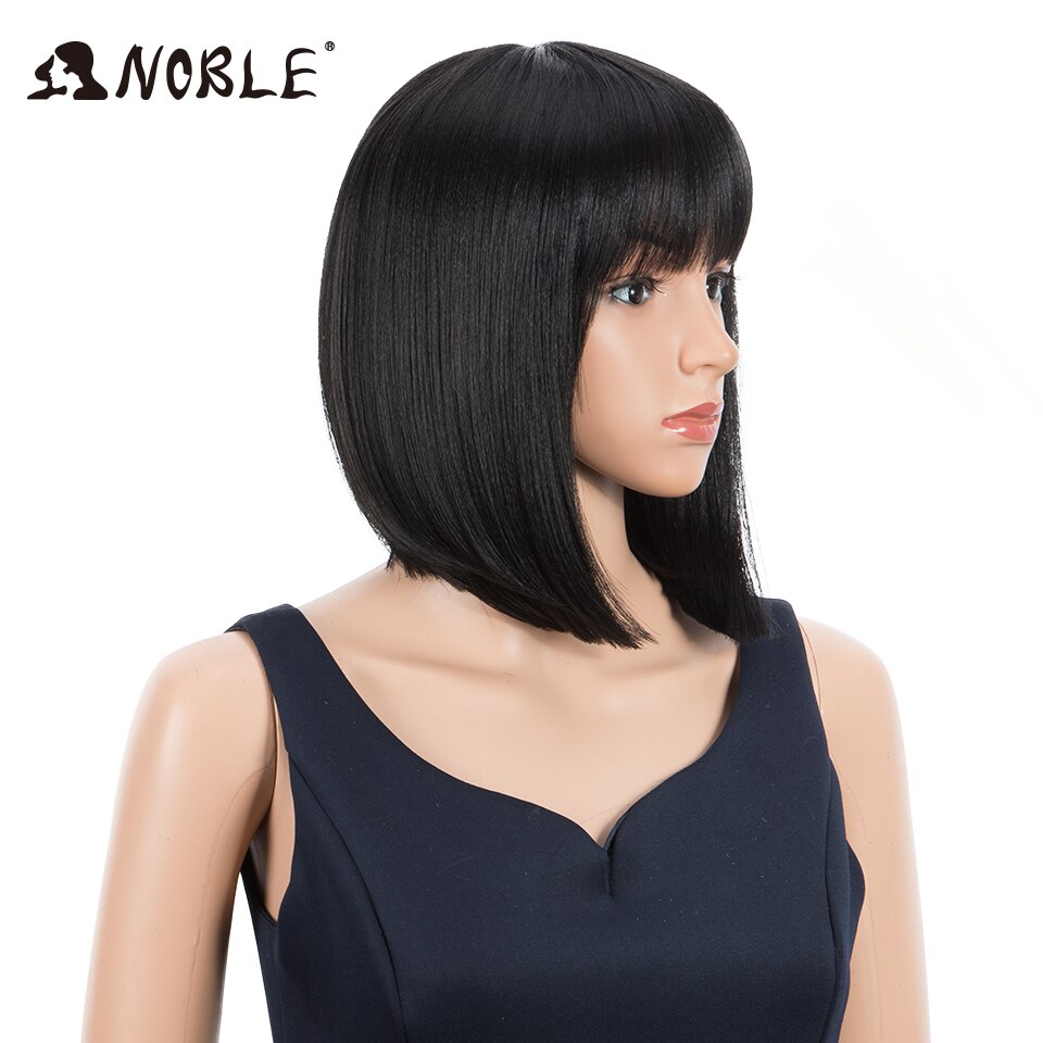 Noble Cosplay Synthetische Lace Front Pruik Korte Bob Straight 12 "Bob Pruik Met Pony Synthetische Pruik Blonde Pruiken Voor zwarte Vrouwen