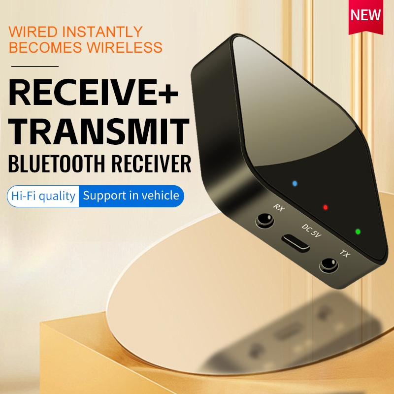 Bluetooth 5.3 Audio Transmitter and Receiver 2 In 1 Wireless 3.5mm Aux Audio Adapter Bluetooth Transmitter for TV Car Headphones