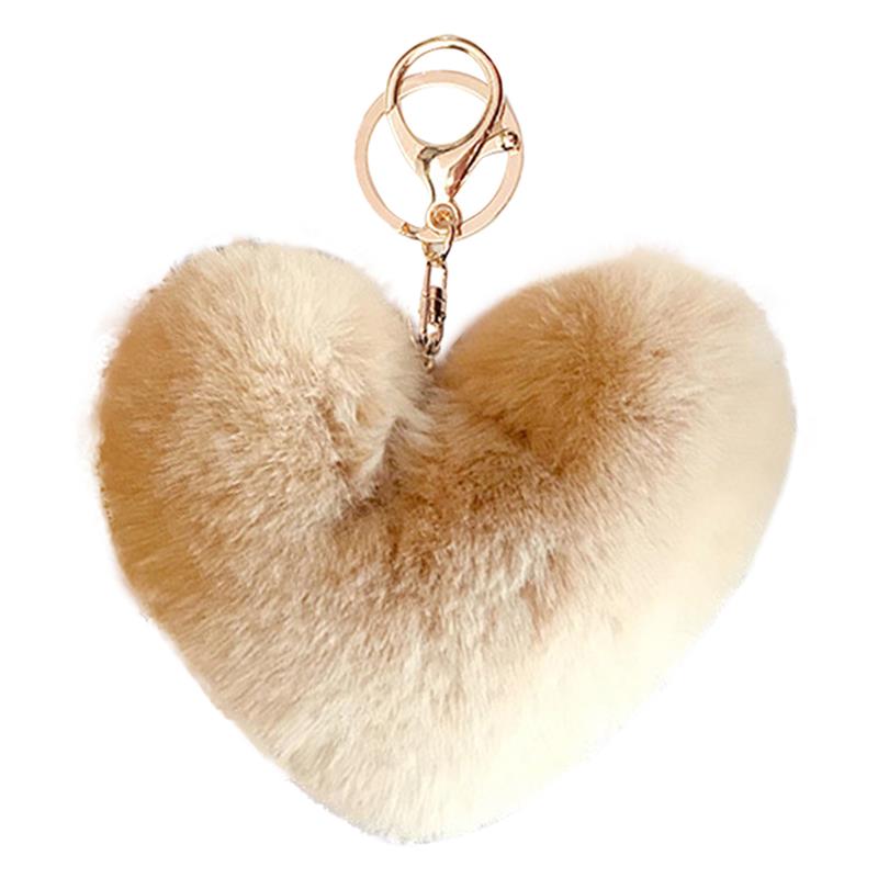 2020 New Lovely Heart Keychains Women's Pom Poms Faux Rex Rabbit Fur Ball Key Chains Girl Bag Hang Car Key Ring Pendant: 12