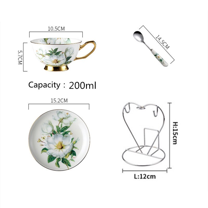 Bone China Kopje Koffie Keramische Kopje Thee Schotel Lepel In Set Creatieve Porselein Espresso Cup Voor 200 Ml, partij Drinkware