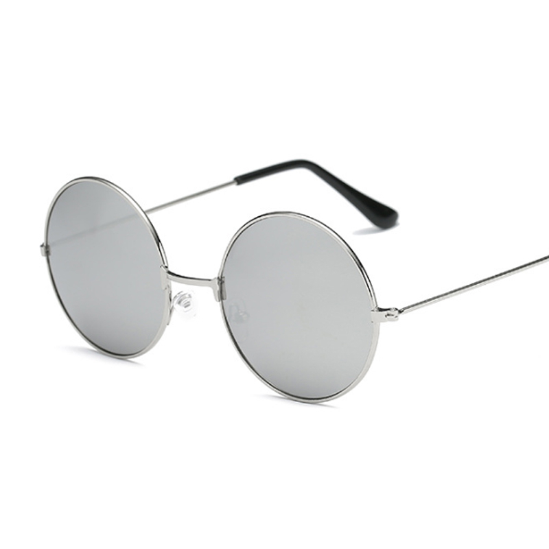 Retro Round Pink Sunglasses Women Brand Sun Glasses For Male Alloy Mirror Female Oculos De Sol Black