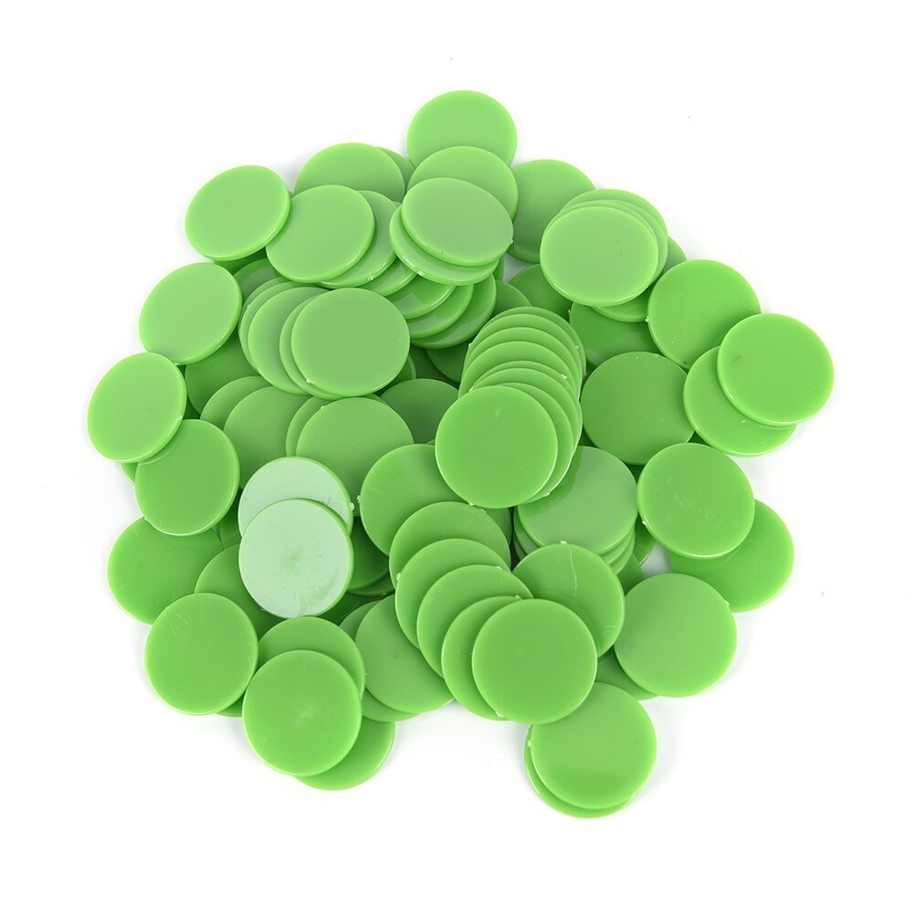 100 stk/sæt tilbehør plast poker chips casino bingo markører token sjovt familie klub spil legetøj 100x 24mm: Grøn