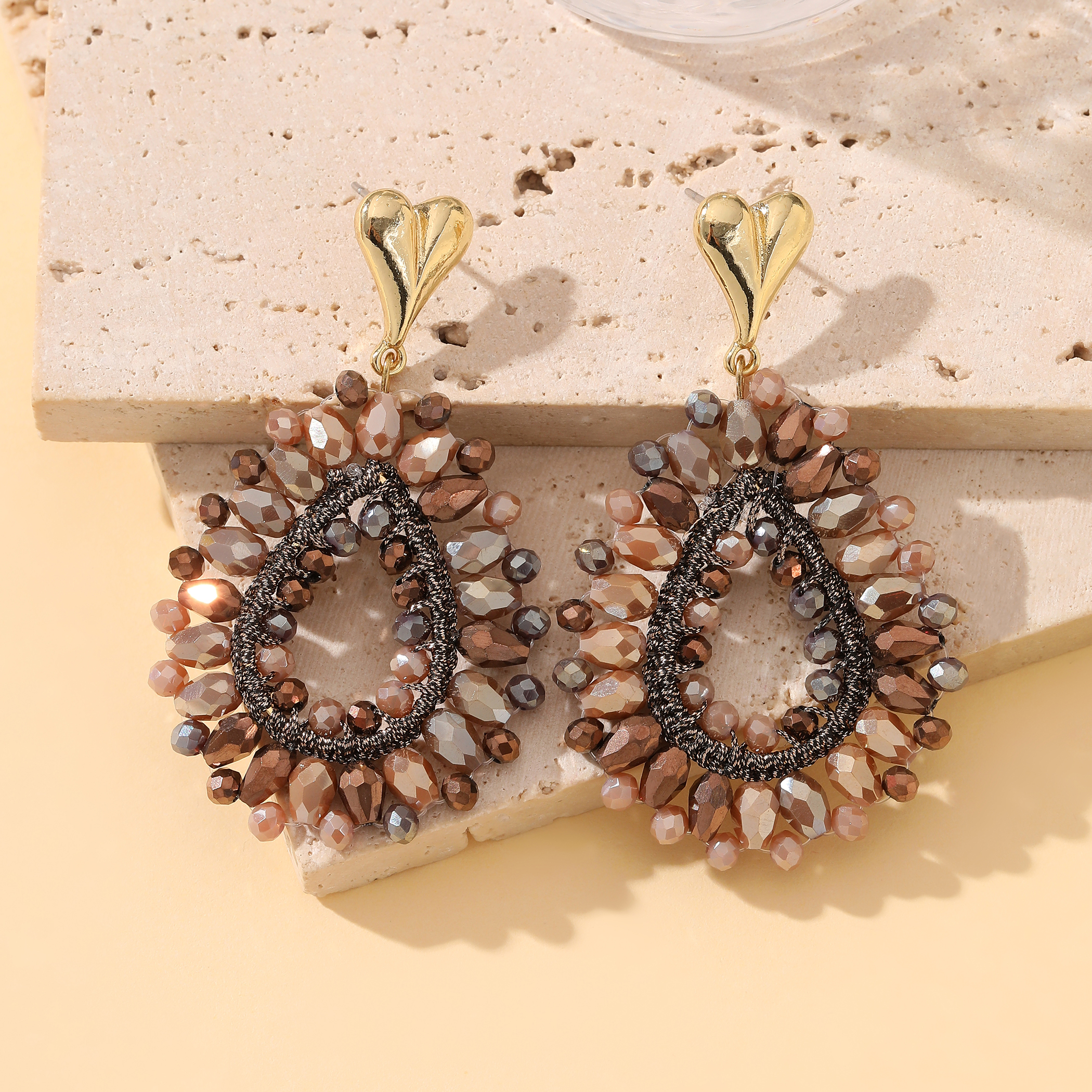 INKDEW-pendientes de gota de agua bohemios para mujer, aretes grandes y largos hechos a mano, cuentas facetadas de cristal, joyería de EA152: orange