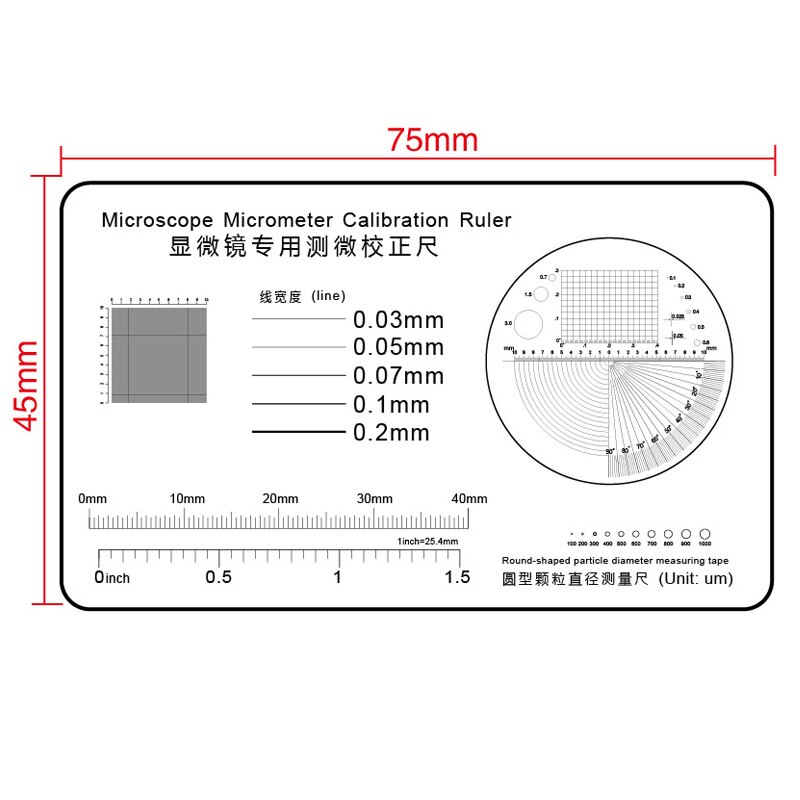 Soft Ruler Microscope Micrometer Calibration Slide Line Width Particle Diameter Measurement Tool High Precision Film Point Gauge