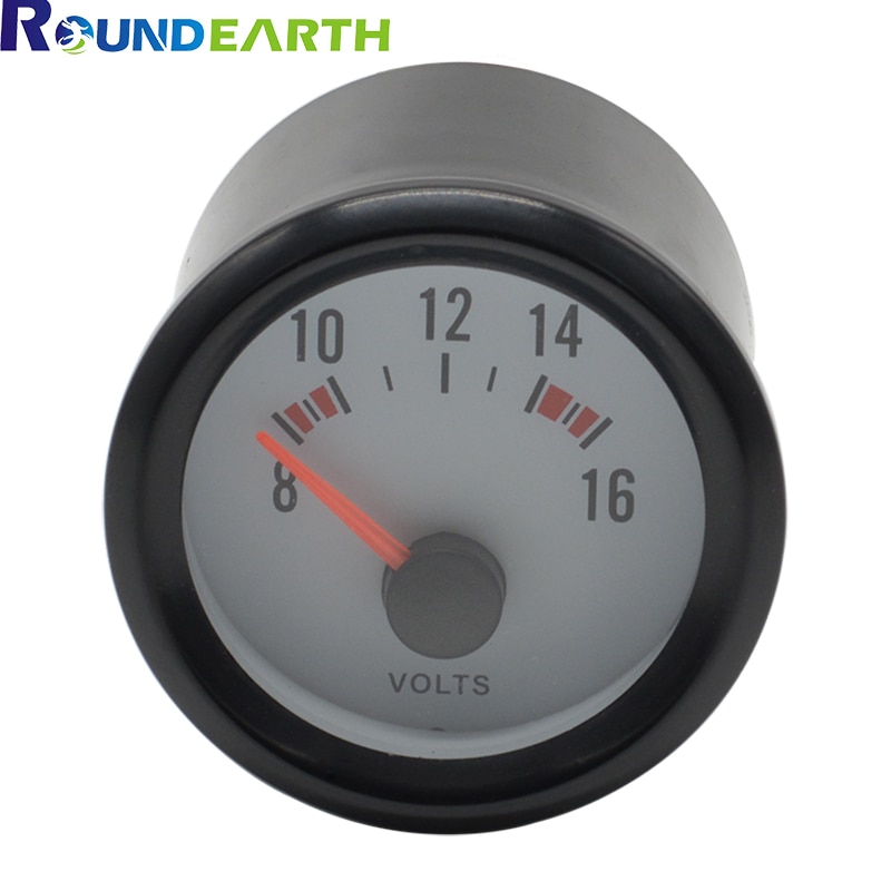 Ronde aarde 2 incn (52mm) 12 voltage auto motorfiets zwarte behuizing blauwe achtergrondverlichting lees 8-16v volt meter
