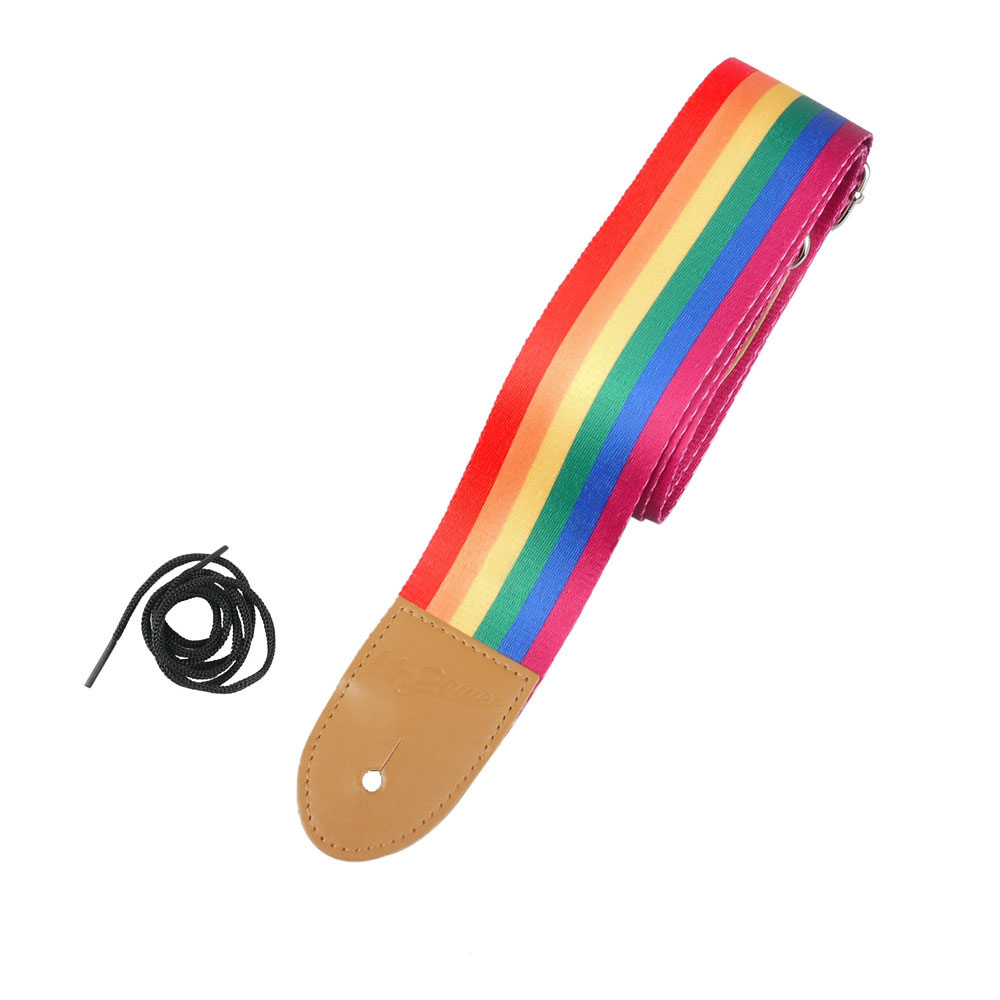 Verstelbare Rainbow Gitaarband voor Akoestische Elektrische Gitaar en Bas Multicolor Nylon Riem voor Muziekinstrument Accessoires