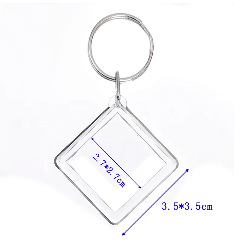 1-10 Uds DIY foto Keychian acrílico imagen insertar llavero cuadrado redondo personalizado llaveros divididos para de graduación de aniversario: 8 cm / Rojo