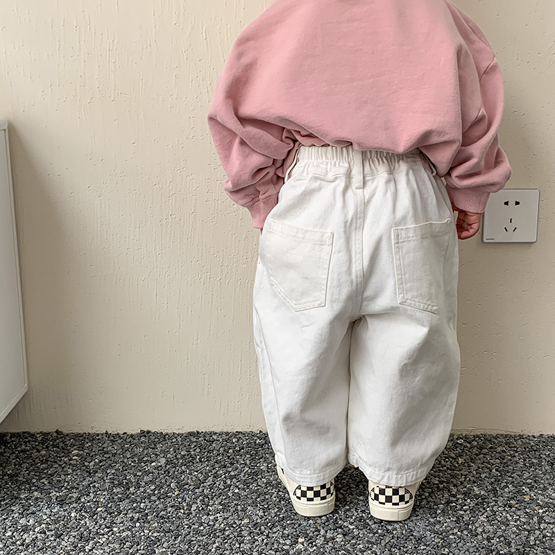 2022 Lente Koreaanse Stijl Baby Kids Witte Kleur Broek Unisex Kids Losse Casual Broek